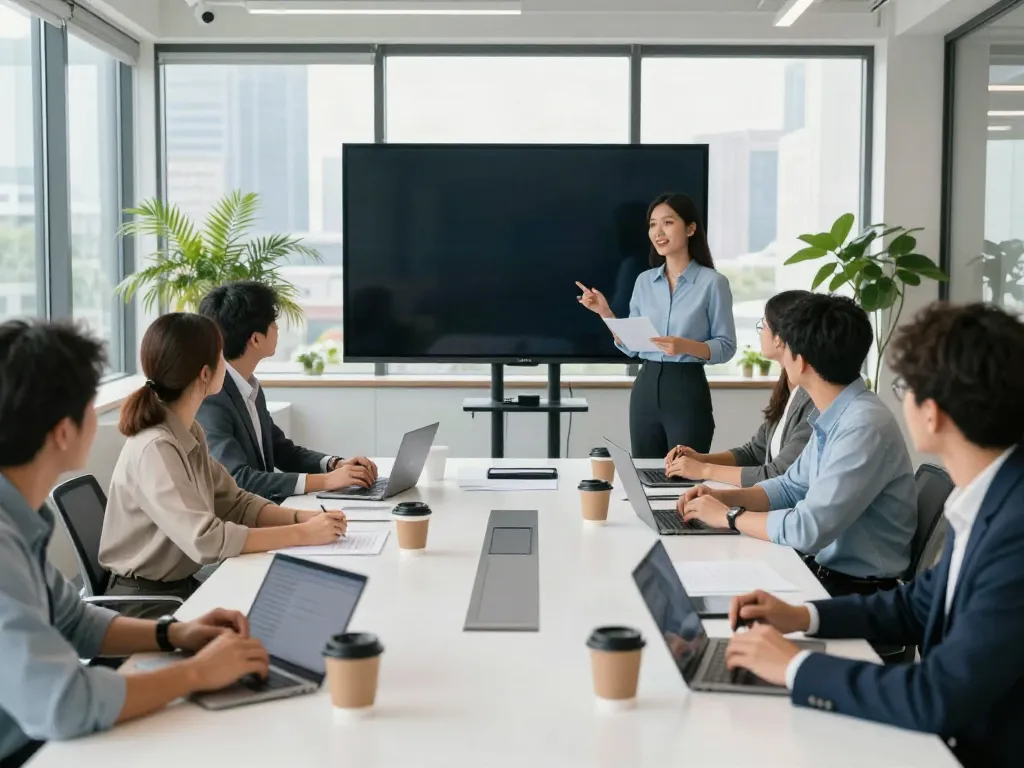 Team actively collaborating in a modern office with a focus on innovative strategies and insights.